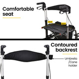 EQUIPMED 2-in-1 Foldable Aluminium Walking Frame Rollator and Transit Wheelchair with Bag, Titanium colour - Extra Image
