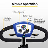EQUIPMED Electric Mobility Scooter Portable Folding for Elderly Older Adult, SmartRider Black & Blue - Top-Down View
