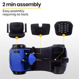 EQUIPMED Electric Mobility Scooter Portable Folding for Elderly Older Adult, SmartRider Black & Blue - 45-Degree Angle