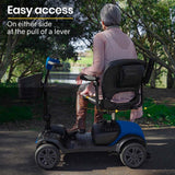 EQUIPMED Electric Mobility Scooter Portable Folding for Elderly Older Adult, SmartRider Black & Blue - Low Angle