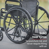 EQUIPMED Portable Folding Wheelchair 24 Inch 136kg Capacity Wheel Chair Retractable Armrests, Black - Low Angle