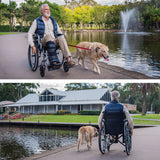 EQUIPMED 24 Inch Folding Wheelchair Lightweight Portable for Elderly and Disabled, Grey - Front View