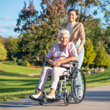 EQUIPMED 24 Inch Folding Wheelchair Lightweight Portable for Elderly and Disabled, Grey - Side View