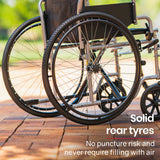 EQUIPMED 24 Inch Folding Wheelchair Lightweight Portable for Elderly and Disabled, Grey - Close-Up Angle