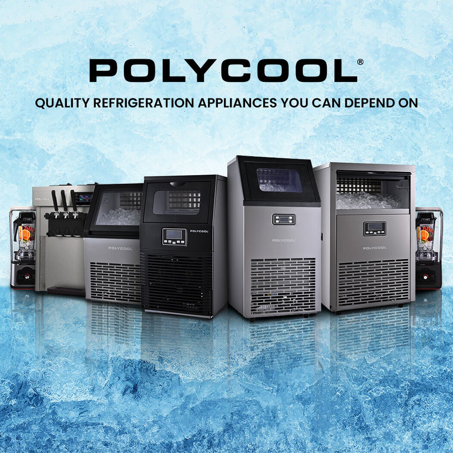 POLYCOOL Commercial Ice Maker Machine, up to 35kg/24hr, Timer & Self Cleaning Programs
