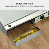 THERMOMATE Commercial Electric Griddle TH-G04, 2400W 55x35cm Half Ribbed Surface - Close-Up Angle
