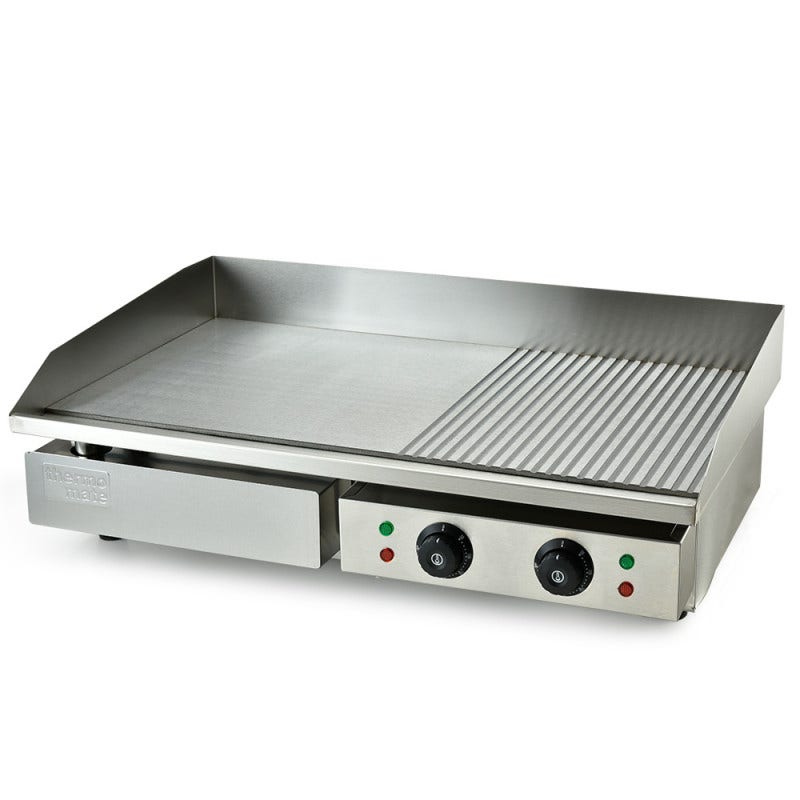 THERMOMATE Commercial Electric Griddle TH-G06, 4400W 73x40cm Half Ribbed Dual Surface