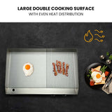 THERMOMATE Commercial Electric Griddle TH-G06, 4400W 73x40cm Half Ribbed Dual Surface - Side View