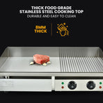 THERMOMATE Commercial Electric Griddle TH-G06, 4400W 73x40cm Half Ribbed Dual Surface