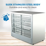 EUROCHEF Commercial Food Warmer Electric 1000W 4-Tier Hot Display Stainless Steel Cabinet - Front View