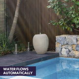 Protege Pot Style Solar Water Feature Fountain, with Panel Kit, LED Lights, Light Grey - Side View