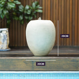 PROTEGE Pot Style Solar Water Feature Fountain, with Panel Kit, LED Lights, Light Grey - Close-Up Angle