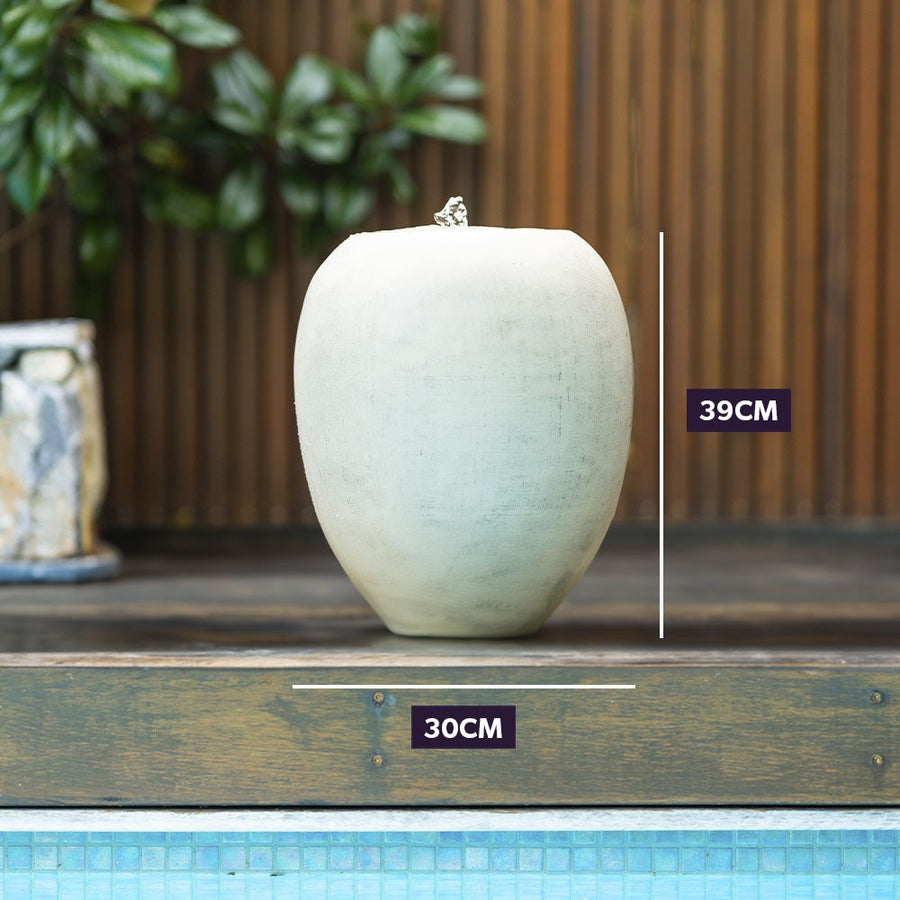 PROTEGE Pot Style Solar Water Feature Fountain, with Panel Kit, LED Lights, Light Grey