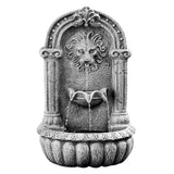 PROTEGE Lion Head Solar Powered Water Feature Fountain, Traditional Design, with Panel Kit, LED Lights - Low Angle