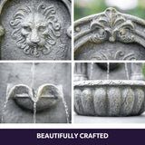 PROTEGE Lion Head Solar Powered Water Feature Fountain, Traditional Design, with Panel Kit, LED Lights - Extra Image