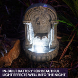 PROTEGE Lion Head Solar Powered Water Feature Fountain, Traditional Design, with Panel Kit, LED Lights