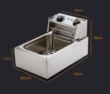 EuroChef Commercial Electric Deep Fryer Frying Basket Chip Cooker Fry Scoop - Low Angle