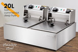 EuroChef Commercial Electric Deep Fryer Twin Frying Basket Chip Cooker Fry - Front View