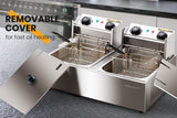 EuroChef Commercial Electric Deep Fryer Twin Frying Basket Chip Cooker Fry - Top-Down View