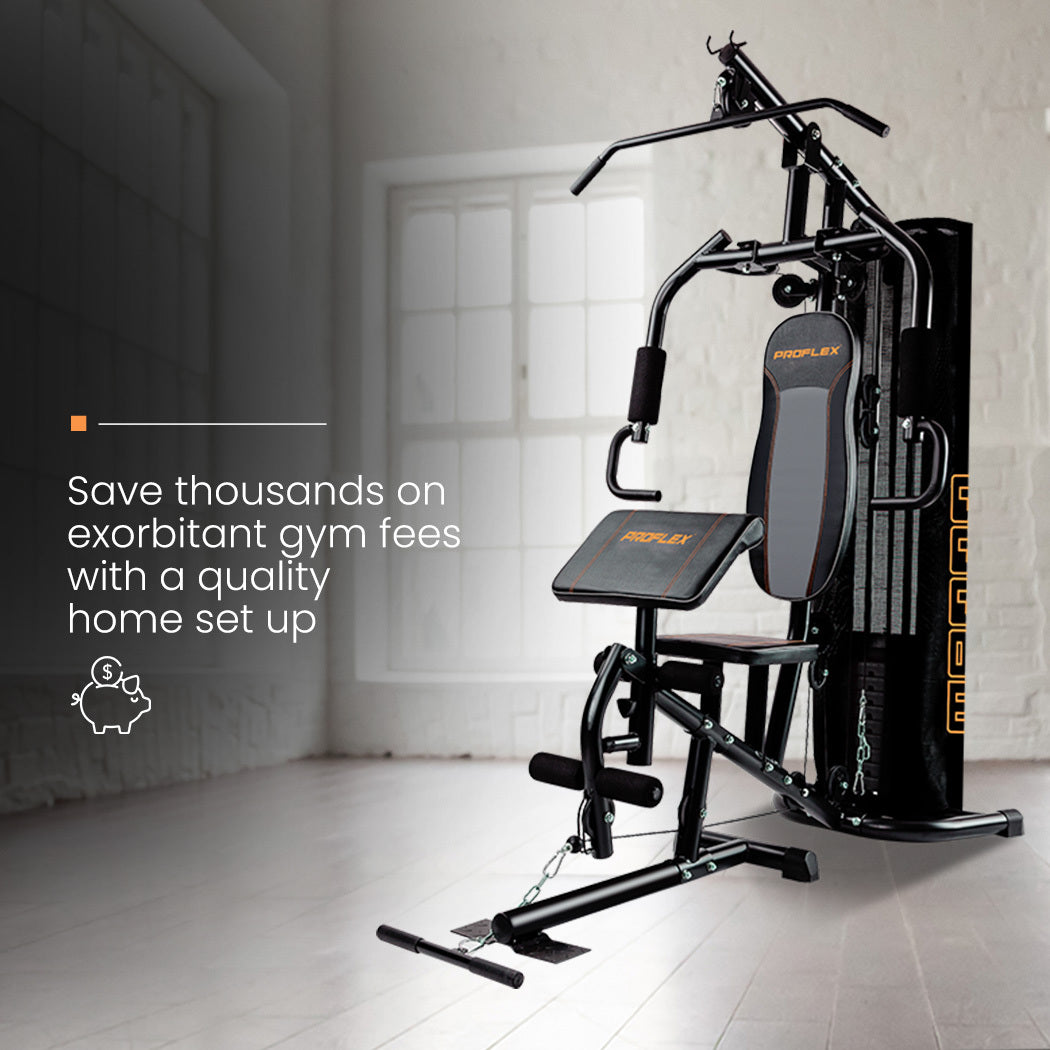 PROFLEX Multi Home Gym Station Bench Press Preacher Cable Machine Back Equipment