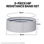 PROFLEX 3-Piece Hip Resistance Band with Storage Bag, Grey, Dark Grey, Black Pack