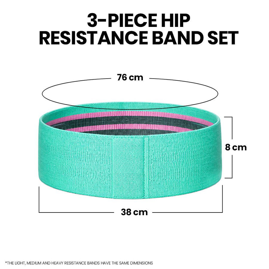 PROFLEX 3-Piece Hip Resistance Band with Storage Bag, Green, Pink, Purple Pack