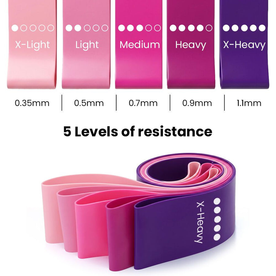 PROFLEX 5-Piece TPE Resistance Band Set, Pink