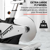 PROFLEX Heavy Duty Stationary Exercise Spin Bike, 13kg Flywheel, Pulse Sensors, LCD Display for Gym Home Fitness - Side View