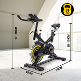 PROFLEX Commercial Spin Bike Flywheel Exercise Workout Home Gym Yellow - Rear View