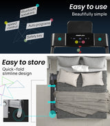 PROFLEX Treadmill Bluetooth Running Machine Foldable Compact Small Home Electric - Close-Up Angle