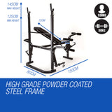 PROFLEX 7in1 Weight Bench Press Multi-Station Home Gym Leg Curl Equipment Set - Rear View