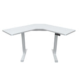 Fortia Sit To Stand Up Corner Standing Desk 72-120cm Dual Motor Electric Height Adjustable 80kg Load White/White Frame