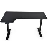 FORTIA L-Shape Standing Desk 1450W x 850D x 600D Dual Motor 80kg Load Sit to Stand Up Electric Height Adjustable Left-Hand Sided Black/Black Frame