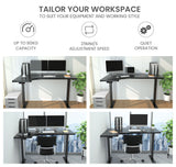 FORTIA L-Shape Standing Desk 1450W x 850D x 600D Dual Motor 80kg Load Sit to Stand Up Electric Height Adjustable Left-Hand Sided Black/Black Frame - Top-Down View