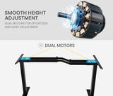 FORTIA L-Shape Standing Desk 1450W x 850D x 600D Dual Motor 80kg Load Sit to Stand Up Electric Height Adjustable Left-Hand Sided Black/Black Frame - 45-Degree Angle