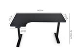 FORTIA L-Shape Standing Desk 1450W x 850D x 600D Dual Motor 80kg Load Sit to Stand Up Electric Height Adjustable Left-Hand Sided Black/Black Frame - Rear View