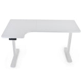 FORTIA L-Shape Standing Desk 1450W x 850D x 600D Dual Motor 80kg Load Sit to Stand Up Electric Height Adjustable Left-Hand Sided White/White Frame