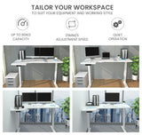 FORTIA L-Shape Standing Desk 1450W x 850D x 600D Dual Motor 80kg Load Sit to Stand Up Electric Height Adjustable Left-Hand Sided White/White Frame - Top-Down View