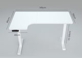 FORTIA L-Shape Standing Desk 1450W x 850D x 600D Dual Motor 80kg Load Sit to Stand Up Electric Height Adjustable Left-Hand Sided White/White Frame - Rear View