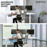 FORTIA L-Shape Standing Desk 1450W x 850D x 600D Dual Motor 80kg Load Sit to Stand Up Electric Height Adjustable Left-Hand Sided White/White Frame - Extra Image