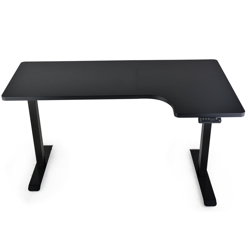 Fortia L Shaped Sit To Stand Up Corner Standing Desk 72-120cm Dual Motor Adjustable Height Electric 80kg Load Right-Hand Sided Black