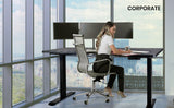 Fortia L Shaped Sit To Stand Up Corner Standing Desk 72-120cm Dual Motor Adjustable Height Electric 80kg Load Right-Hand Sided Black - Low Angle