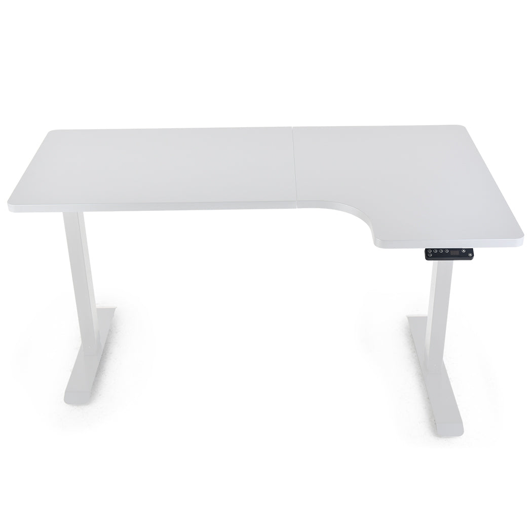 Fortia L Shaped Sit To Stand Up Corner Standing Desk 72-120cm Dual Motor Adjustable Height Electric 80kg Load Right-Hand Sided White