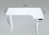 Fortia L Shaped Sit To Stand Up Corner Standing Desk 72-120cm Dual Motor Adjustable Height Electric 80kg Load Right-Hand Sided White - Rear View