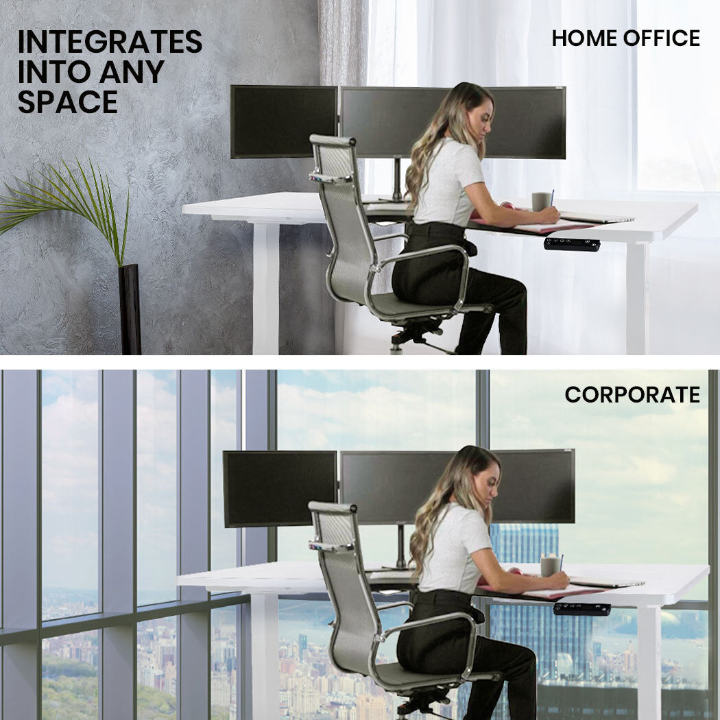 Fortia L Shaped Sit To Stand Up Corner Standing Desk 72-120cm Dual Motor Adjustable Height Electric 80kg Load Right-Hand Sided White