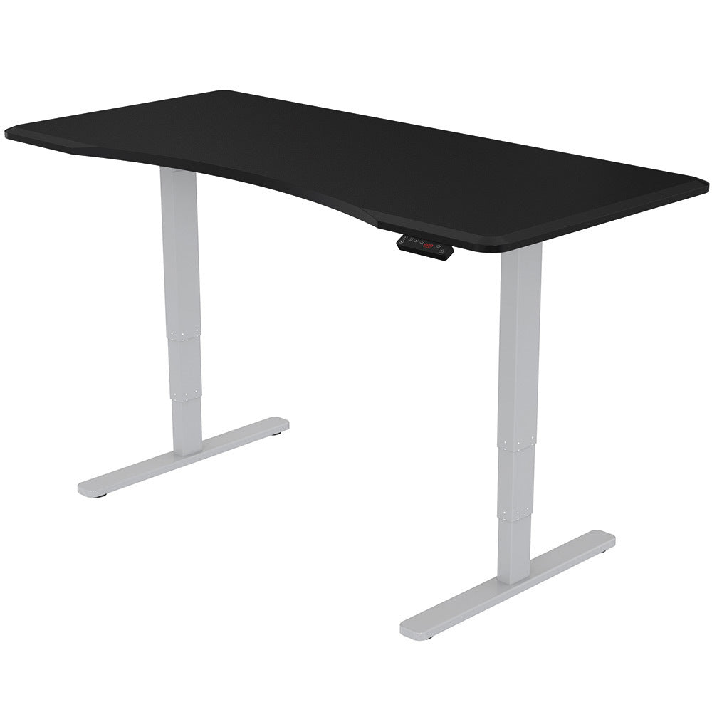 Fortia Sit To Stand Up Standing Desk 150x70cm 62-128cm Electric Height Adjustable Dual Motor 120kg Load Arched Black/Silver Frame