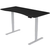 Fortia Sit To Stand Up Standing Desk 150x70cm 62-128cm Electric Height Adjustable Dual Motor 120kg Load Arched Black/Silver Frame