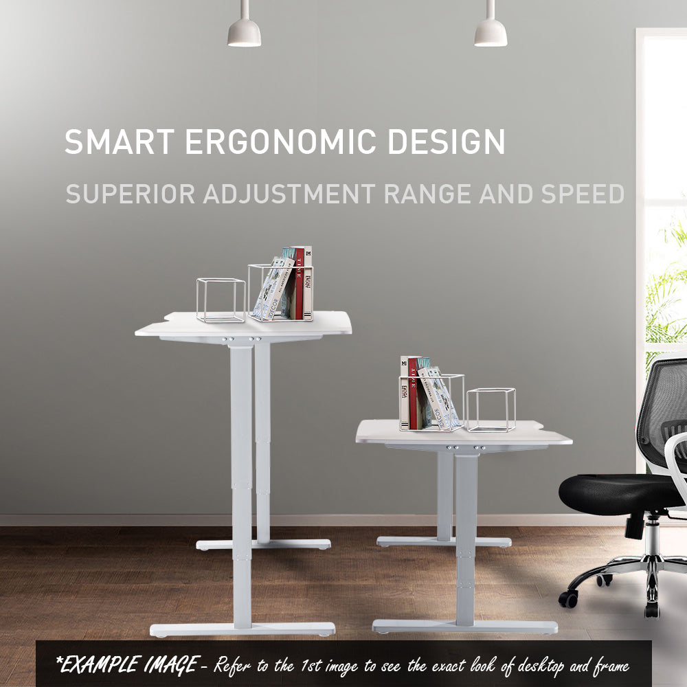 Fortia Sit To Stand Up Standing Desk 150x70cm 62-128cm Electric Height Adjustable Dual Motor 120kg Load Arched Black/Silver Frame