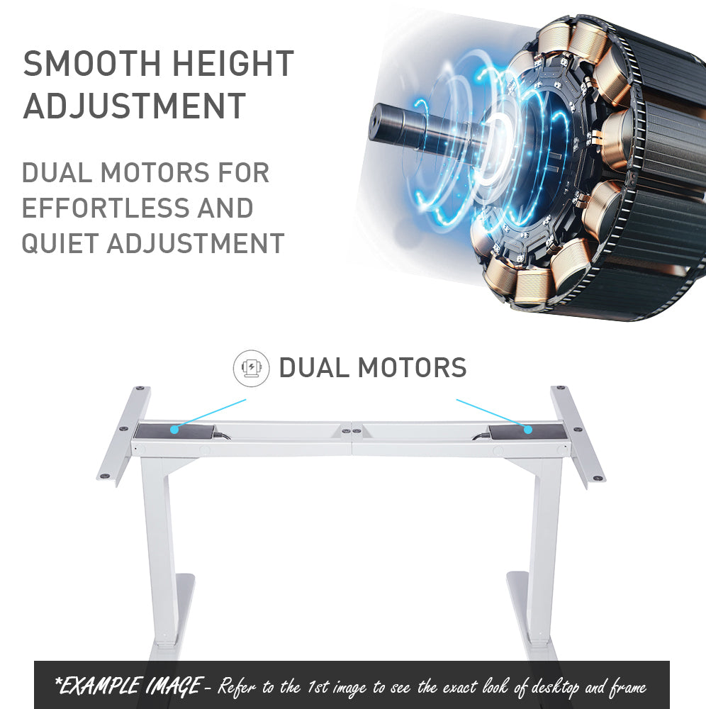 Fortia Sit To Stand Up Standing Desk 150x70cm 62-128cm Electric Height Adjustable Dual Motor 120kg Load Arched Black/Silver Frame