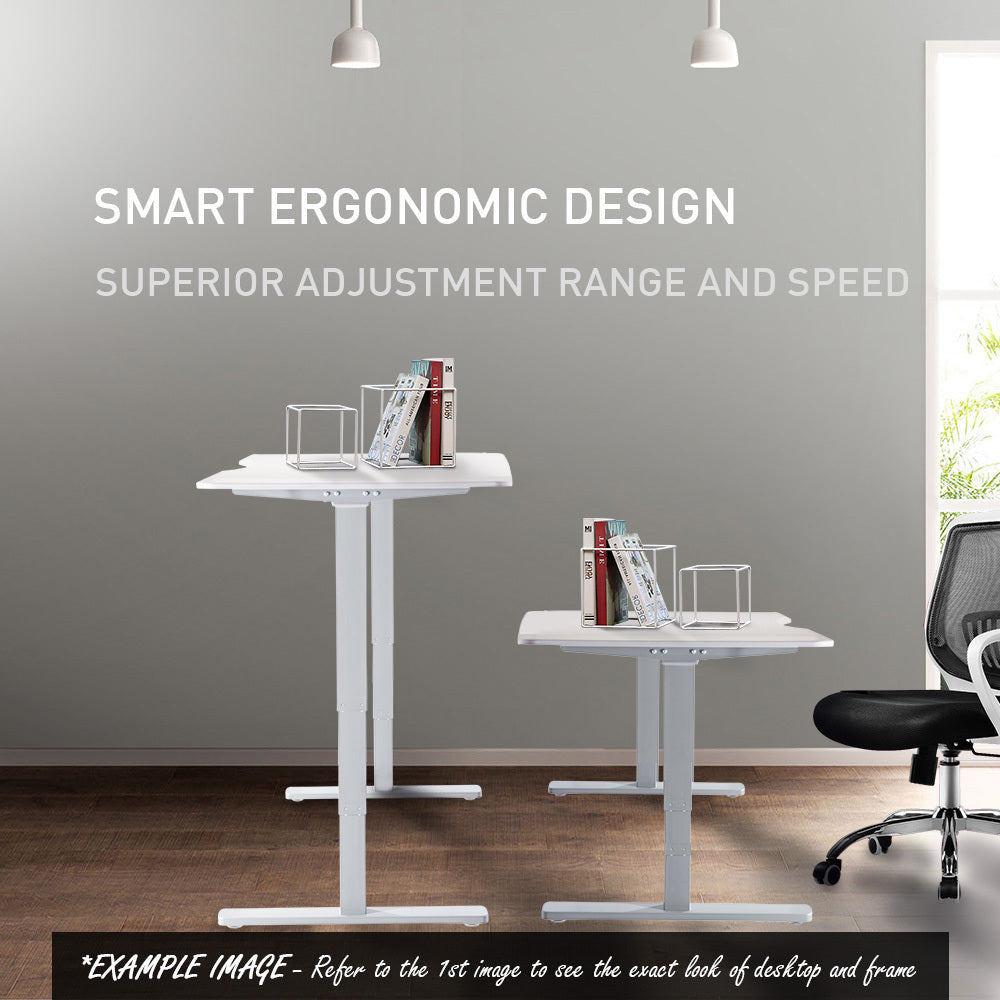 Fortia Sit To Stand Up Standing Desk 160x75cm 62-128cm Electric Height Adjustable Dual Motor 120kg Load Arched Walnut Style/Silver Frame